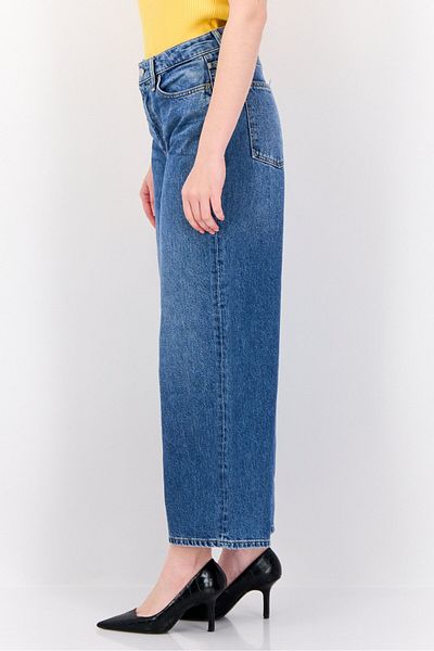 Esprit Women Regular Fit Washed No Stretch Wide Leg Jeans, Blue