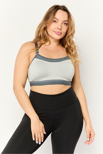 Champion Women Textured Padded Sports Bra, Medium Grey