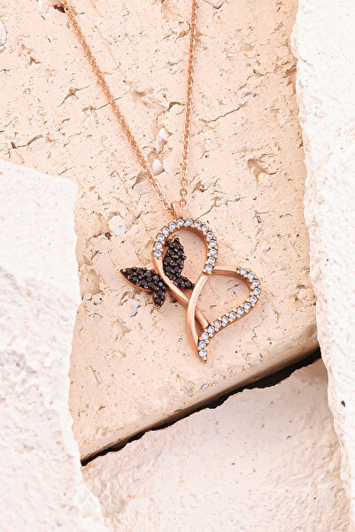 Lucente Jewellery Özel Hediye Kutulu 925 Ayar Rose Gümüş Kaplama Kelebekli Si...