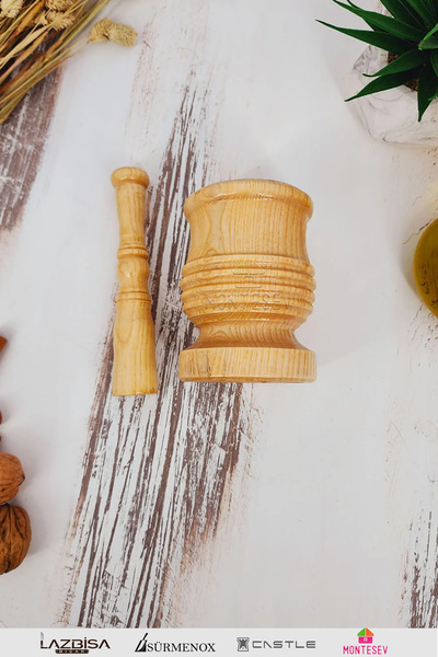 MONTESEV El Yapımı Ahşap Ağaç Havan Sarımsak Döveceği ( Lükss 10 luk )