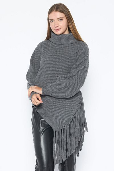 Stella McCartney Women Turtle Neck Fringed Sweater, Grey