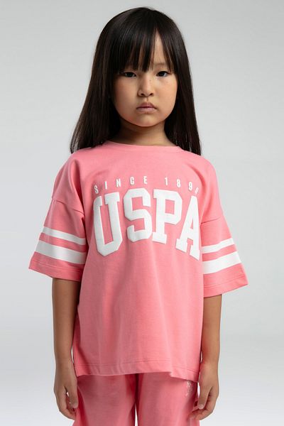 U.S. Polo Assn. Girl's Neon Pink Bermuda Suit - 100% Cotton