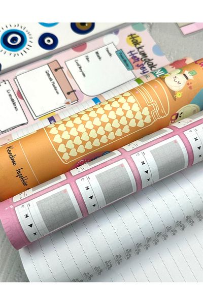 ZeCo Collection Timeless Weekly Planner with Stickers Spiral Hard Cover Evil Eye Bead Patterned
