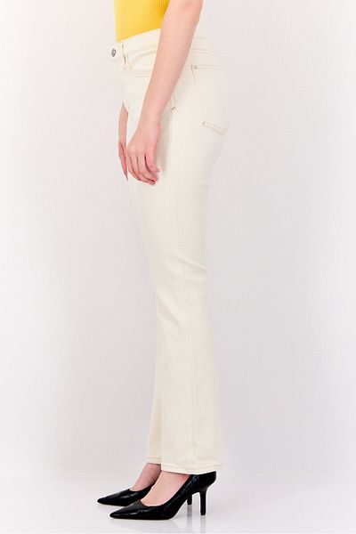 Esprit Women Regular Fit Textured Stretchable Jeans, Cream