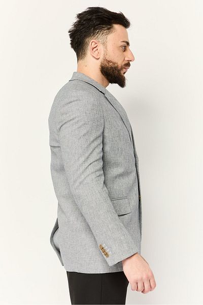 Esprit Men Regular Fit Solid Semi Formal Blazer, Grey