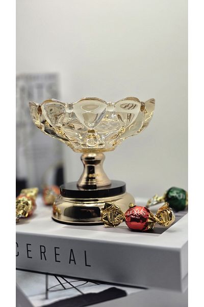 YNSK Glass Sugar Bowl with Metal Legs