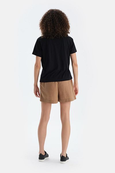 Dagi Tricou negru cu mânecă scurtă cu decolteu în V