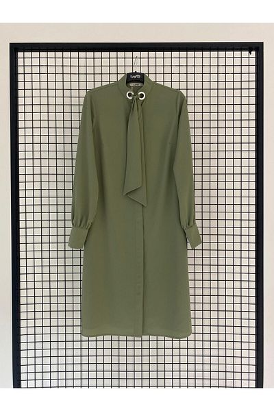 Armine A-Line Hidden Button Tunic with Belt Detail at the Collar