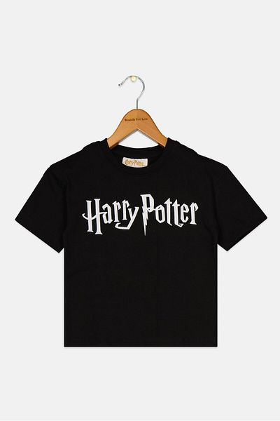 Harry Potter Toddlers Boy Crew Neck Short Sleeves Brand Logo T-shirt, Black