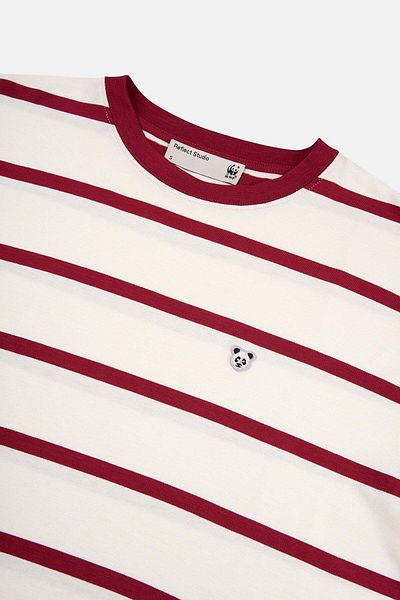 WWF Market Panda Striped T-Shirt - Red/Beige
