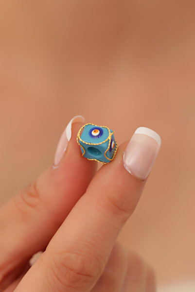 Bayar Gold 14 Ayar Altın Mavi Gözlü Küçük Boy Telkari Hülyam Boncuk