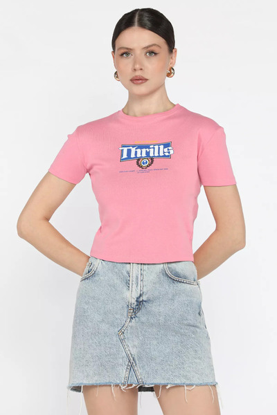 julude Pink Crew Neck Printed Women's T-Shirt