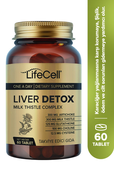 Lifecell Liver Detox (Karaciğer Detoksu) Glutatyon, Devedikeni ve Enginar İçeren Takviye Edici Gıda