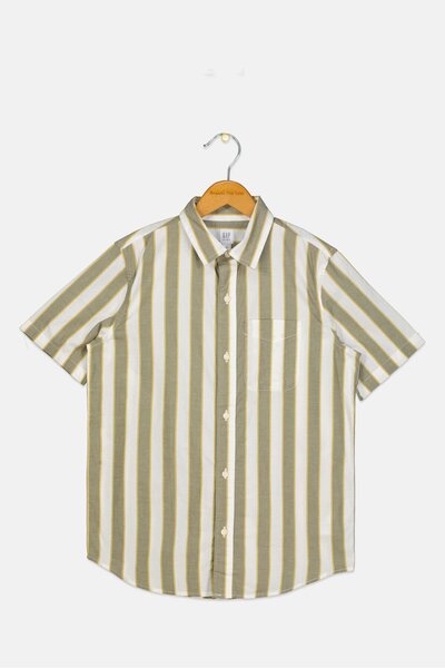GAP Kids Boy Yarn Dye Short Sleeves Casual Shirt, Multicolor