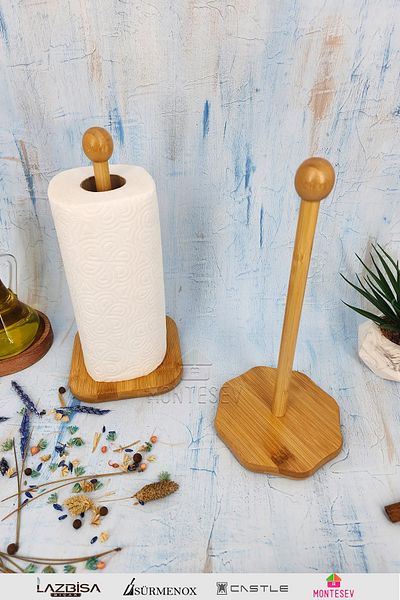 MONTESEV Wooden Bamboo Paper Towel Holder Wooden Napkin Holder Kitchen Organizer