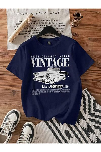 trendgar Μπλουζάκι unisex με στάμπα με στάμπα μπλε ναυτικό
