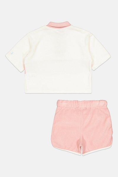 Ellesse Kids Girl 2 Pieces Brand Logo Top And Short Set, Pink/white