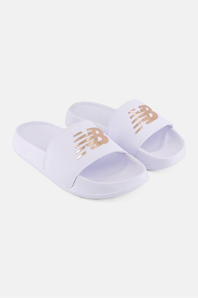 New Balance Women SWM200J3 Brand Logo Slip On Slides, White