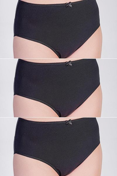 C&City Ψηλόμεση 3 τμχ Bikini Panties 5002 Μαύρο
