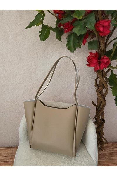 KeskinBAGSs Shoulder Bag Women's Large Size Cream Est223 Zippered Useful Shoulder Bag