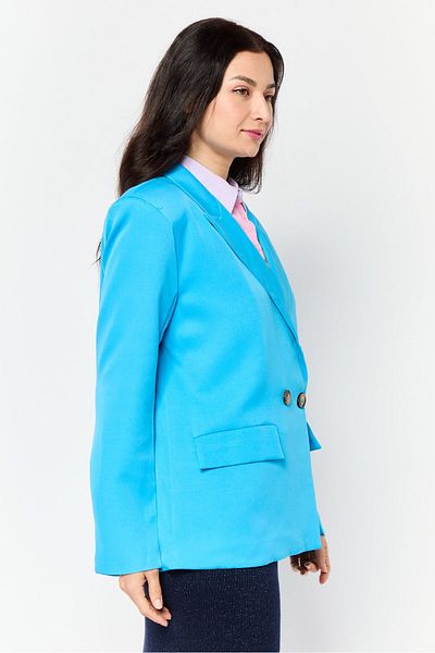 NaaNaa Women Petite Plain Semi Formal Blazer, Blue