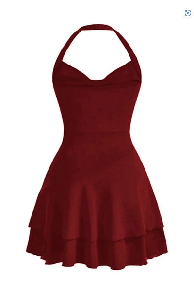 MYCPARL Halter Neck Stretchy Fabric Mini Dress
