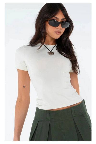 MYCPARL Crew Neck Short Sleeve Lycra Flexible Body