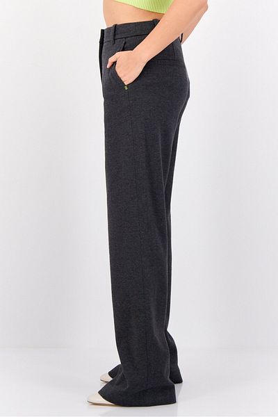 Esprit Women Regular Fit Textured Wide Leg Pants, Black