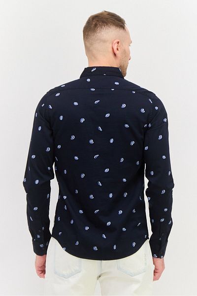 Scotch & Soda Men Regular Fit Allover Print Long Sleeves Casual Shirt, Navy Combo