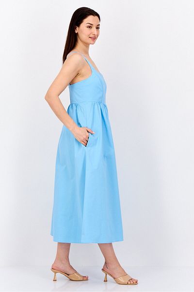 Esprit Women Plain Midi Dress, Light Blue