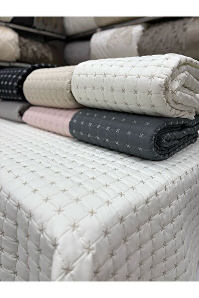 FİBELLA HOME COLLECTİON Çift Kişilik Kapitoneli Yatak Örtüsü Takımı - Pike Takımı - Gri