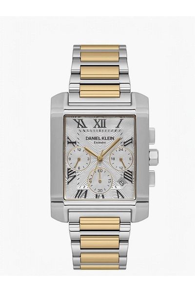 Daniel Klein Brand Silver Color Steel Cord Inner Functions Active Steel Men's Wristwatch - with Bracelet Gift