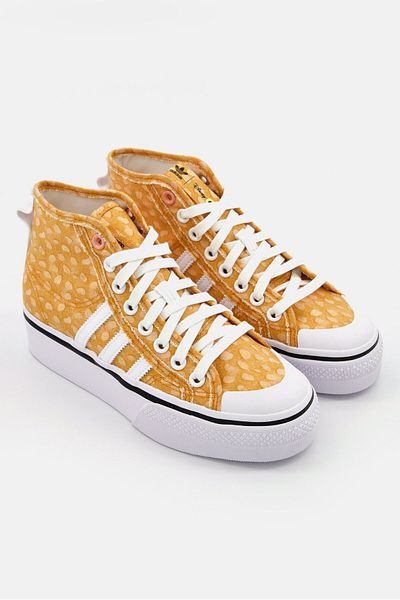 adidas Originals X Disney Women Nizza Platform Mid Lace Up Shoes, Brown