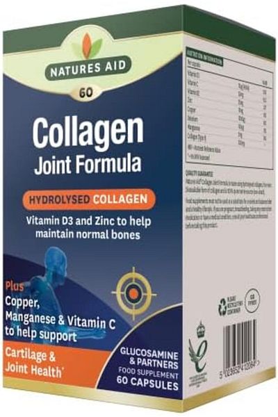 Natures Aid تركيبة كولاجين للمفاصل مع الكولاجين المُحلل | تحتوي على فيتامين د3 والزنك للحفاظ على صحة المفاصل