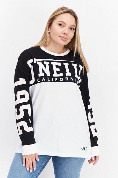 O'Neill Women Crew Neck Long Sleeve Graphic Print Sweatshirt, White Combo