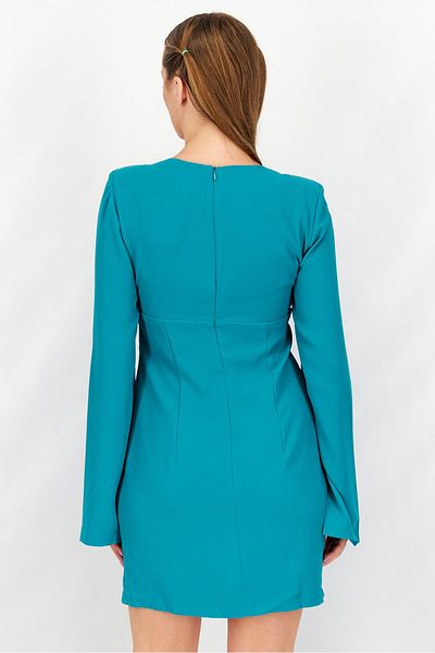NA-KD Women Drawstring Textured Mini Dress, Teal Green