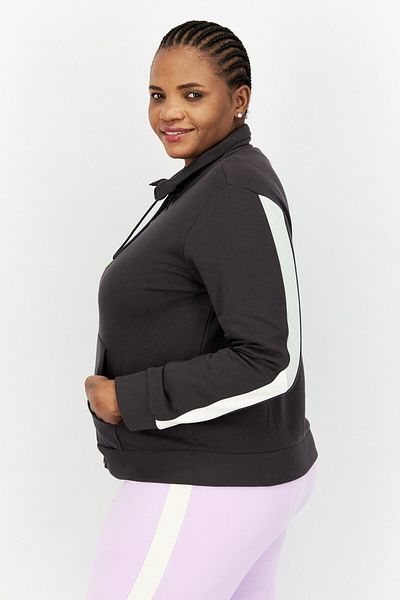 Esprit Sport Women Sportswear Fit Plain Full Zip Sweatshirt, Dark Grey