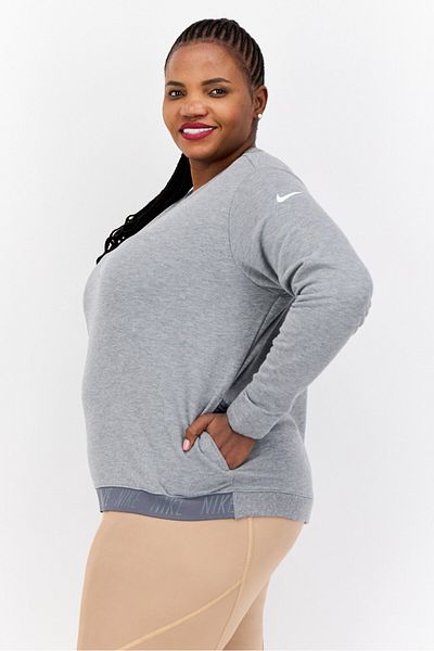 Nike Women Plus Size Fit Long Sleeve Outdoor Sweatshirt, Grey