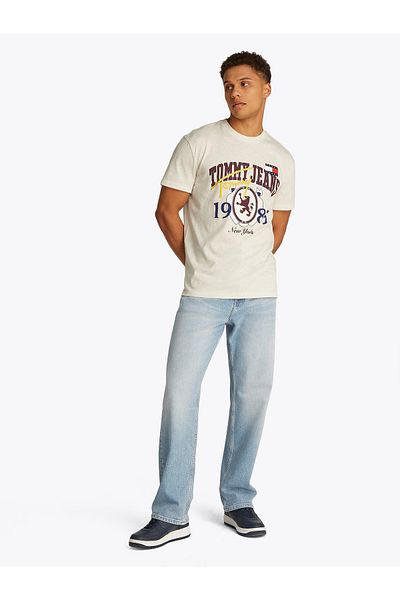 Tommy Hilfiger Tommy Hilfiger Men Oat Marl Htr Regular Fit Crew Neck T-Shirt