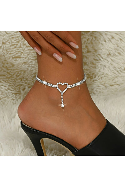 TAKİŞKO Zircon Stone Heart Model Foot Ring