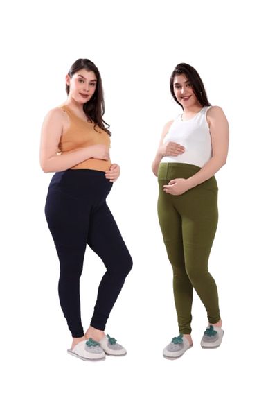 Tummy Pack of 2 Viscose Solid High Waist Maternity Leggings