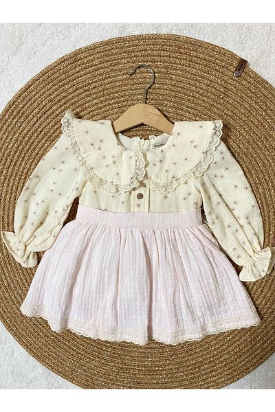 Cherrys Bebek Baby Collar Muslin Dress