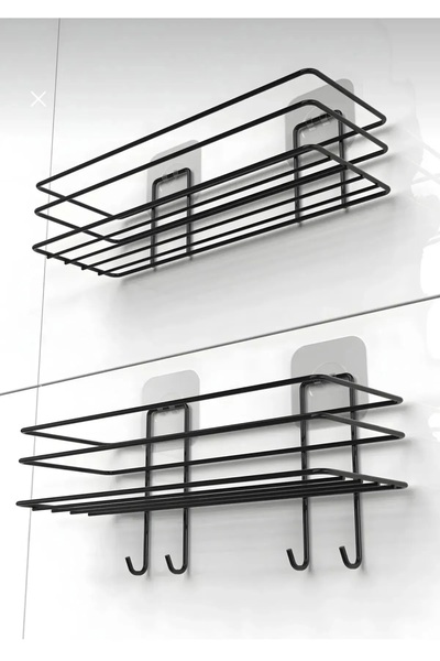 TncPatiShop YAPIŞKANLI 4 ADET KANCALI BANYO VE MUTFAK RAFI 2 ADET