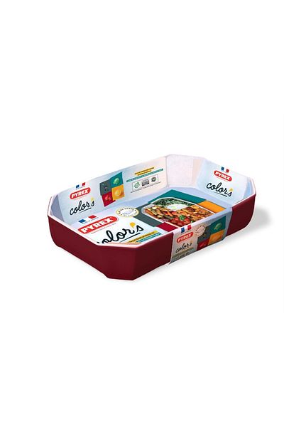 Pyrex طبق فرن أحمر مستطيل - 33x22x7 سم