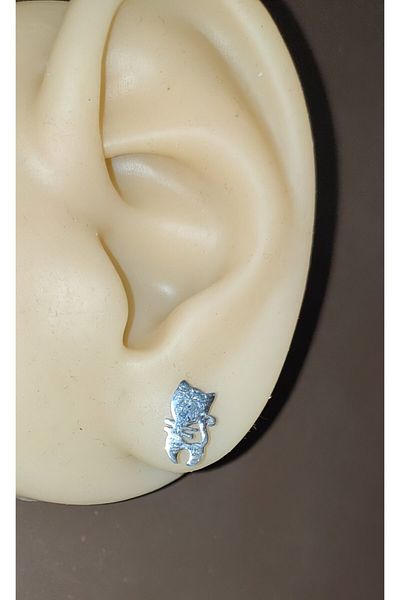 FG KONNİCHİWA 100% Steel Double Earrings Stainless Steel Blackened Patterned Icon Earrings (2 Pieces)