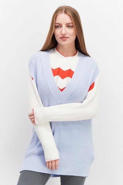 Don't Call Me Jennyfer Women V-neck Knitted Sweater Vest, Sky Blue