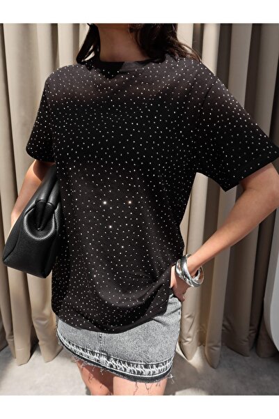 ESRAHELVACI Μπλουζάκι με γκλίτερ με πέτρα