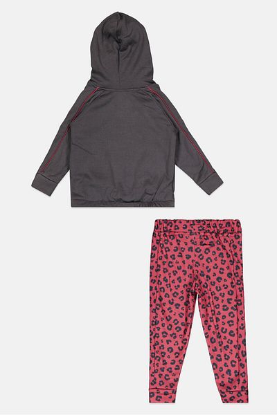 Body Glove Toddlers Girl 2 Pcs Graphic Print Jacket And Pants Set, Grey