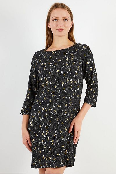 I.CODE Women Allover Print Floral Mini Dress, Black Combo