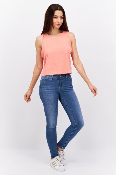 LUCKY BRAND Women Crew Neck Sleeveless Plain Tank Top, Pink
